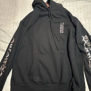 Chrome Hearts Black Hoodie with Foil Gothic Logos